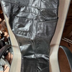 Men's Sleek Black Leather Cargo Pants